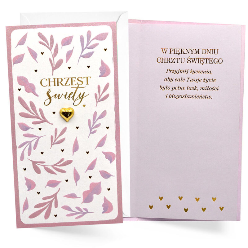 Kartka okolicznościowa – Chrzest, różowa – Kartki okolicznościowe – Szalony.pl