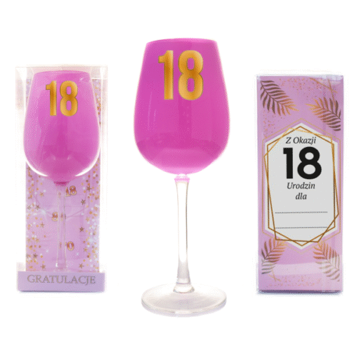 Kieliszek urodzinowy - 18 różowy