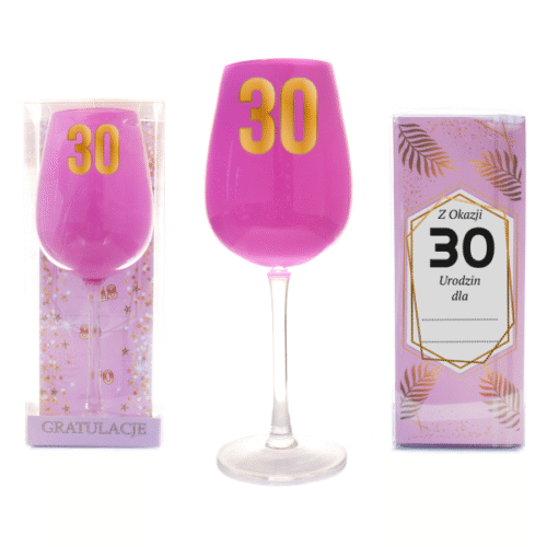 Kieliszek urodzinowy - 30 różowy