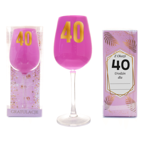 Kieliszek urodzinowy - 40 różowy