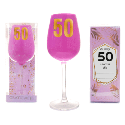 Kieliszek urodzinowy – 50 różowy – Prezenty – Szalony.pl
