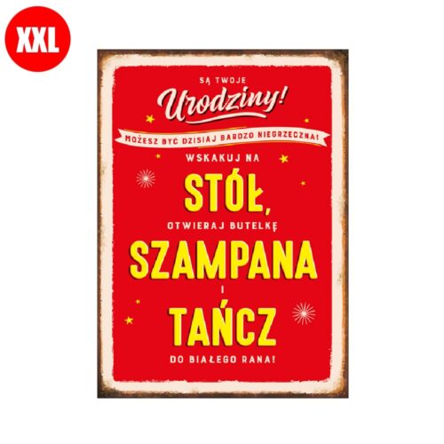 Kartka XXL - Stół, szampan i taniec. Szalony.pl - Sklep imprezowy.