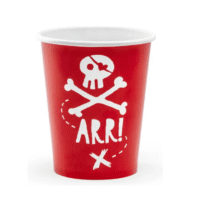 Kubeczki papierowe – Piraci, czerwony, 6 szt – Dekoracje imprezowe – Szalony.pl