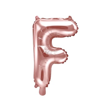 Balon bez helu: Litera "F" - różowe złoto, 35cm