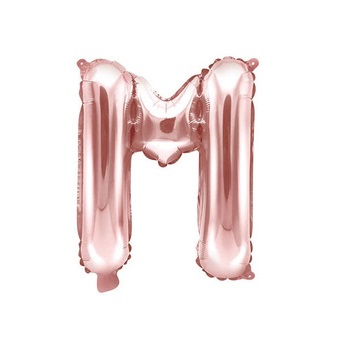 Balon bez helu: Litera "M" - różowe złoto, 35cm