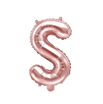 Balon bez helu: Litera "S" - różowe złoto, 35cm