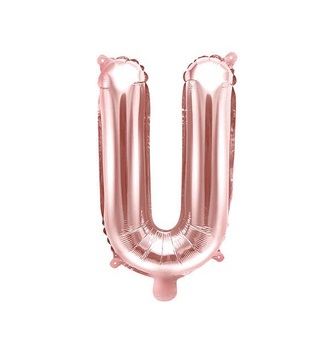 Balon bez helu: Litera "U" - różowe złoto, 35cm