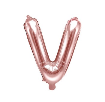 Balon bez helu: Litera "V" - różowe złoto, 35cm