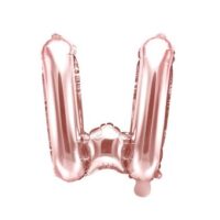 Balon bez helu: Litera “W” – różowe złoto, 35cm – Dekoracje imprezowe – Szalony.pl