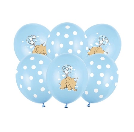 Balony bez helu: Słonik, baby pastel blue - 6szt