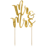 Topper na tort Mr&Mrs 25,5cm, złoty – Dekoracje imprezowe – Szalony.pl