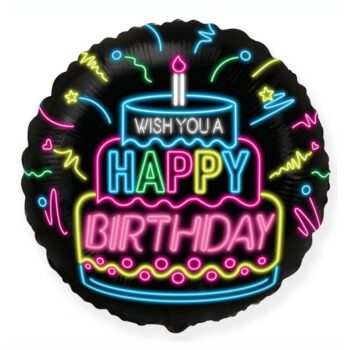 Balon bez helu: Happy Birthday, tort, 18″ – Balony bez helu – Szalony.pl