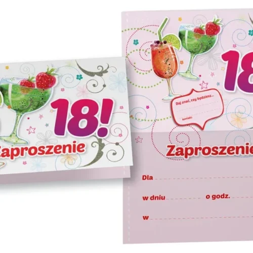 Zaproszenie - 18 urodziny drink. Szalony.pl - Sklep imprezowy.