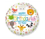 Balon bez helu: Happy Birthday, zwierzaki, 18″ – Balony bez helu – Szalony.pl