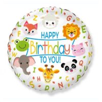 Balon bez helu: Happy Birthday, zwierzaki, 18″ – Balony bez helu – Szalony.pl