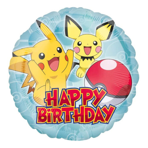 Balon bez helu: Pikachu, Happy Birthday, 18". Szalony.pl - Sklep imprezowy.