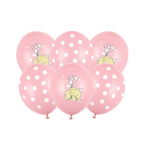 Balony 30cm - Słonik, różowy 6szt