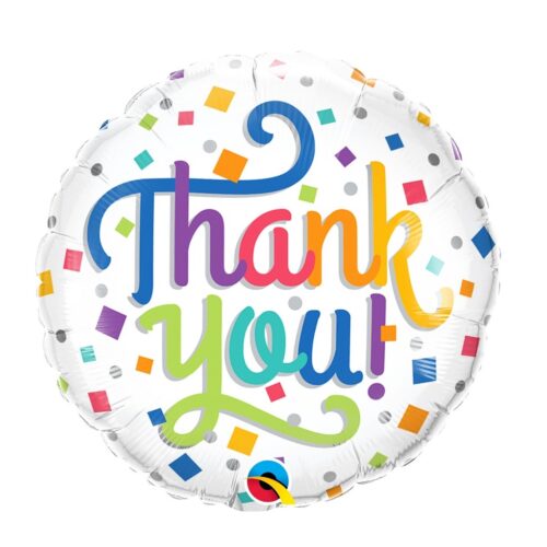 Balon bez helu: Thank you, kolorowe konfetti