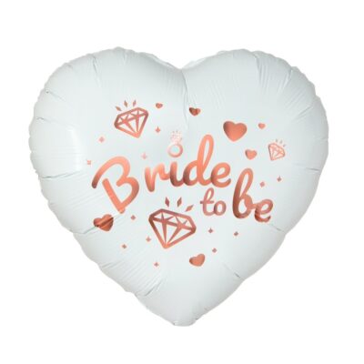 Balon bez helu: Bride to be, białe serce – Dekoracje imprezowe – Szalony.pl