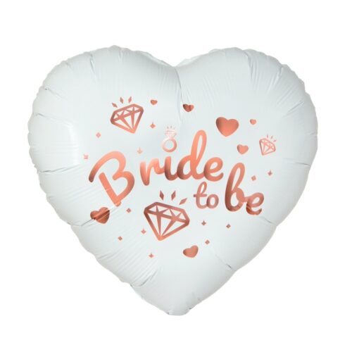 Balon bez helu: Bride to be, białe serce
