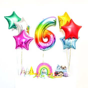 Bukiet balonowy: RAINBOW NUMBER, napełniony helem (dowolna cyfra) – Balony z helem (Trójmiasto) – Szalony.pl