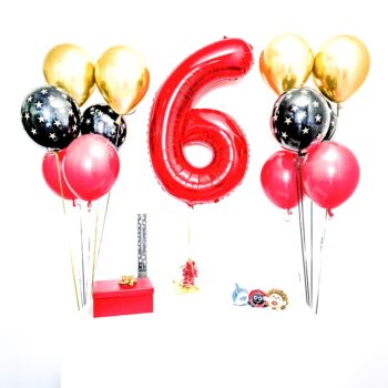 Bukiet balonowy: RED BIRTHDAY, napełniony helem (dowolna cyfra) – Balony z helem (Trójmiasto) – Szalony.pl