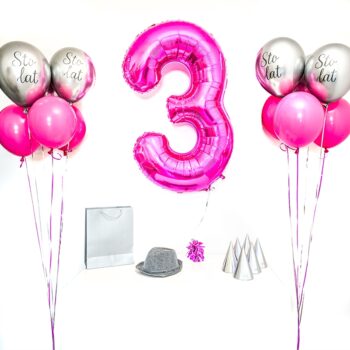 Bukiet balonowy: PINK NUMBER, napełniony helem (dowolna cyfra) – Balony z helem (Trójmiasto) – Szalony.pl
