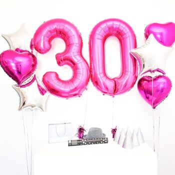 Bukiet balonowy: PINK MOOD (dowolne cyfry) – 16 urodziny – Szalony.pl