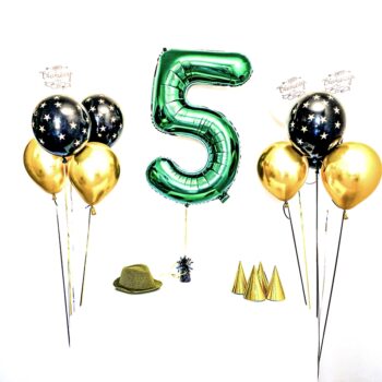 Bukiet balonowy: GREEN BIRTHDAY, napełniony helem (dowolna cyfra) – Balony z helem (Trójmiasto) – Szalony.pl