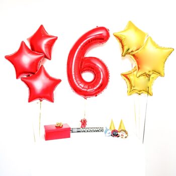 Bukiet balonowy: RED NUMBER, napełniony helem (dowolna cyfra) – Balony z helem (Trójmiasto) – Szalony.pl