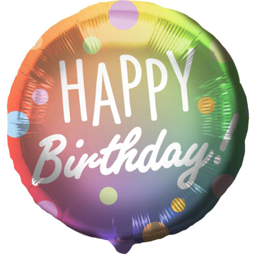 Balon z helem: Happy birthday, tęczowy