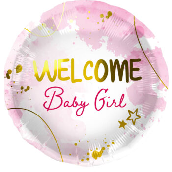 Balon bez helu: Welcome baby girl, marmur – Balony bez helu – Szalony.pl