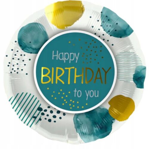 Balon z helem: Happy birthday, zielone kółka