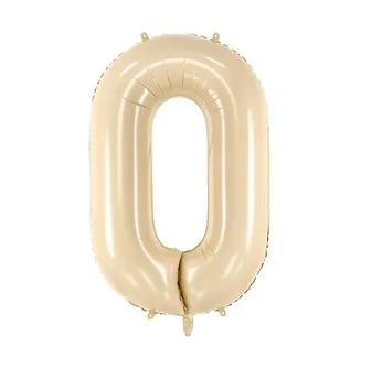 Balon bez helu: Cyfra 0 – 72cm, beżowa – Dekoracje imprezowe – Szalony.pl