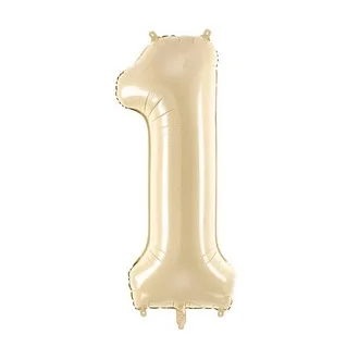 Balon bez helu: Cyfra 1 – 72cm, beżowa – Balony bez helu – Szalony.pl