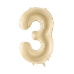 Balon bez helu: Cyfra 3 – 72cm – beżowa – Dekoracje imprezowe – Szalony.pl