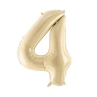 Balon bez helu: Cyfra 4 – 72cm – beżowa – Balony bez helu – Szalony.pl