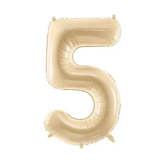 Balon bez helu Cyfra 5 – 72cm – beżowa – Balony bez helu – Szalony.pl