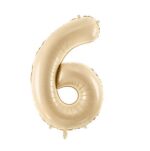 Balon bez helu: Cyfra 6 – 72cm – beżowa – Dekoracje imprezowe – Szalony.pl