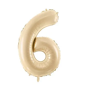 Balon bez helu: Cyfra 6 – 72cm – beżowa – Balony bez helu – Szalony.pl