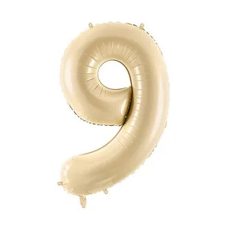 Balon bez helu: Cyfra 9 – 72cm – beżowa – Balony bez helu – Szalony.pl