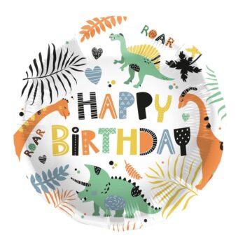 Balon bez helu: Happy birthday, dinozaury mix – Balony bez helu – Szalony.pl