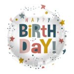 Balon bez helu: Happy birthday, kolorowe gwiazdki – Dekoracje imprezowe – Szalony.pl