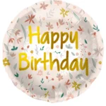 Balon bez helu: Happy birthday – kwiaty, różowy – Dekoracje imprezowe – Szalony.pl