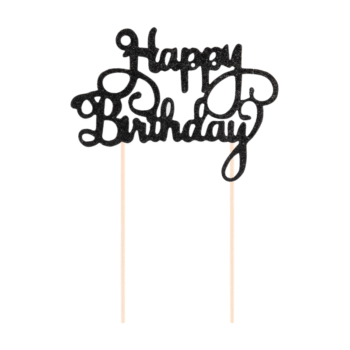 Topper – Happy Birthday, czarny – Dekoracje imprezowe – Szalony.pl