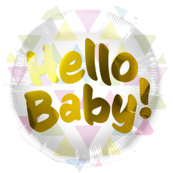 Balon bez helu: Hello baby!, kolorowe trójkąty – Balony bez helu – Szalony.pl