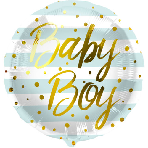 Balon z helem: Baby boy - paski, niebieski