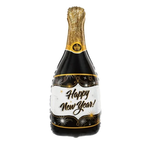 Balon z helem: Butelka Happy New Year, czarny