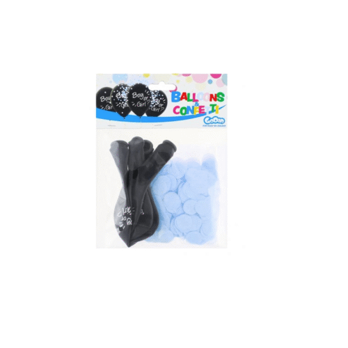 Balony z konfetti - Boy or girl, niebieskie, 4szt