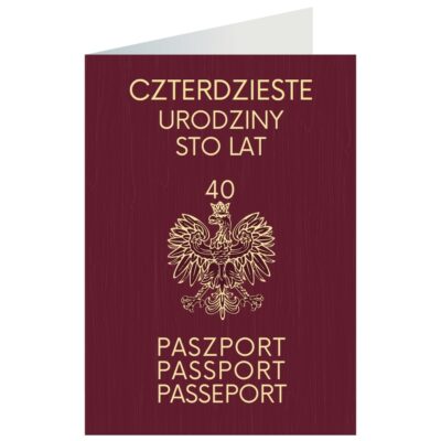 Kartka okolicznościowa – Paszport, 40 urodziny – Kartki na 40 urodziny – Szalony.pl